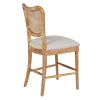 Farmhouse Dining Room Accent Chairs French Distressed Bedroom Barstools with Round Rattan Back Elegant Kitchen Chairs Side Chair; Set of 2 ; Rattan Ba