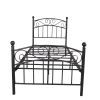 Bed Frame with Headboard and Footboard Metal Platform Bed Frame Queen Size No Box Spring Needed;  Twin Black - Twin - Black