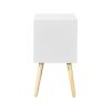 Side Table with 2 Drawer and Rubber Wood Legs;  Mid-Century Modern Storage Cabinet for Bedroom Living Room Furniture;  White - White