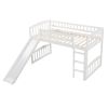 Twin size Loft Bed with Slide and Ladder - White