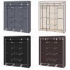 69" Portable Clothes Closet Non-Woven Fabric Wardrobe Double Rod Storage Organizer Black - as pic