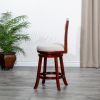 24" Counter Height X-Back Swivel Stool; Cherry Finish; Beige Fabric Seat - as Pic