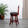 24" Counter Height X-Back Swivel Stool; Cherry Finish; Charcoal Fabric Seat - as Pic