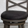 24" Counter Height X-Back Swivel Stool; Weathered Gray Finish; Charcoal Fabric Seat - as Pic