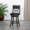 24" Counter Height X-Back Swivel Stool; Weathered Gray Finish; Charcoal Fabric Seat - as Pic