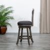 24" Counter Height X-Back Swivel Stool; Weathered Gray Finish; Charcoal Fabric Seat - as Pic