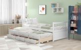 Daybed with Trundle and Drawers;  Twin Size - White