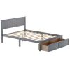 Full Size Platform Bed with Under-bed Drawers - Gray