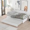 Twin or Double Twin Daybed with Trundle; White - White