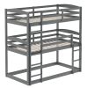 Twin over Twin over Twin Triple Bunk Bed,Gray - Gray