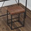 (Set of 2) Riley Indoor Brown Metal Faux Leather Bar Stools - as Pic