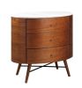 Walnut Finish 1pc Chest of Three Drawers Marble Top Ball Bearing Glides Bedroom Furniture - as Pic