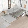 Twin or Double Twin Daybed with Trundle; White - White