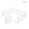 Full Size Wood Daybed Frame with Fence - White