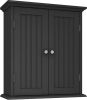 Bathroom wall cabinet; space saving storage cabinet above toilet; medicine cabinet with 2 doors and adjustable shelves; cupboard - BLACK