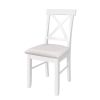 2 Pieces Farmhouse Rustic Wood Kitchen Upholstered X-Back Dining Chairs - White