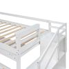 Twin Size Daybed with Double Trundle and Storage Staircase - White