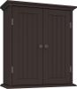 Bathroom wall cabinet; space saving storage cabinet above toilet; medicine cabinet with 2 doors and adjustable shelves; cupboard - BROWN