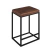 (Set of 2) Riley Indoor Brown Metal Faux Leather Bar Stools - as Pic