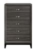 Contemporary Design Gray Finish 1pc Chest of Dovetail Drawers Polished Chrome Bar Pulls Bedroom Furniture - as Pic