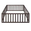 Full Size Wood Daybed Frame with Fence - Walnut