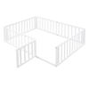 Full Size Wood Daybed Frame with Fence - White