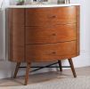 Walnut Finish 1pc Chest of Three Drawers Marble Top Ball Bearing Glides Bedroom Furniture - as Pic