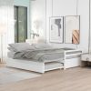 Twin or Double Twin Daybed with Trundle; White - White