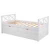 Multi-Functional Daybed with Drawers and Trundle - White