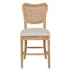 Farmhouse Dining Room Accent Chairs French Distressed Bedroom Barstools with Round Rattan Back Elegant Kitchen Chairs Side Chair; Set of 2 ; Rattan Ba