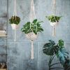 2Pcs Plant Hanger Flowerpot Net Bag 40in Cotton Rope Plant Hangers 4Legs Plant Hanger  - White