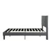 Full Size Upholstered Platform Bed Frame with Headboard;  Strong Wood Slat Support;  Mattress Foundation;  No Box Spring Needed;  Easy Assembly;  Gray