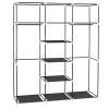 69" Portable Clothes Closet Non-Woven Fabric Wardrobe Double Rod Storage Organizer Black - as pic