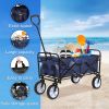 YSSOA Rolling Collapsible Garden Cart Camping Wagon; with 360 Degree Swivel Wheels &amp; Adjustable Handle; 220lbs Weight Capacity; Blue - as Pic