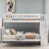 Twin over Full Stairway Bunk Bed with Storage - White