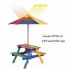 4-Seat Outdoor Kids Picnic Table Bench Set with Removable Umbrella - Multicolor