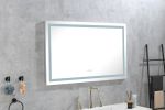 48*36 LED Lighted Bathroom Wall Mounted Mirror with High Lumen+Anti-Fog Separately Control+Dimmer Function - as Pic