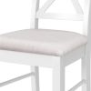 2 Pieces Farmhouse Rustic Wood Kitchen Upholstered X-Back Dining Chairs - White