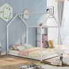 Full Size House Bed Wood Bed - White