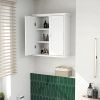 Bathroom wall cabinet; space saving storage cabinet above toilet; medicine cabinet with 2 doors and adjustable shelves; cupboard - WHITE