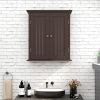 Bathroom wall cabinet; space saving storage cabinet above toilet; medicine cabinet with 2 doors and adjustable shelves; cupboard - BROWN