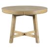 TREXM Farmhouse Round Extendable Dining Table with 16&quot; Leaf Wood Kitchen Table (Natural Wood Wash) - as Pic