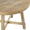 TREXM Farmhouse Round Extendable Dining Table with 16&quot; Leaf Wood Kitchen Table (Natural Wood Wash) - as Pic