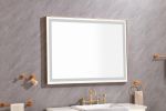 48*36 LED Lighted Bathroom Wall Mounted Mirror with High Lumen+Anti-Fog Separately Control - Gold