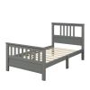 Wood Platform Bed with Headboard and Footboard, Twin - Gray