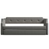 Upholstered Daybed with Trundle;  Wood Slat Support; Upholstered Frame Sofa Bed ;  Twin - Gray