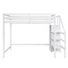 Full Size Loft Bed with Built-in Storage Wardrobe and Staircase - White