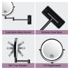 8-inch Wall Mounted Makeup Vanity Mirror; 1X / 10X Magnification Mirror; 360Â¬âˆž Swivel with Extension Arm (Black) - as Pic