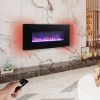 36 Inch Curved Front Electric Fireplace; Freestanding or Wall Mounted Electric Fireplace with Adjustable Flame Color & Remote Control - as Pic