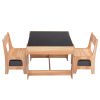 3-in-1 Kids Wood Table and 2 Chairs, Children Activity Table Set with Storage, Blackboard, Double-Sided Table for Drawing - Natural+gray